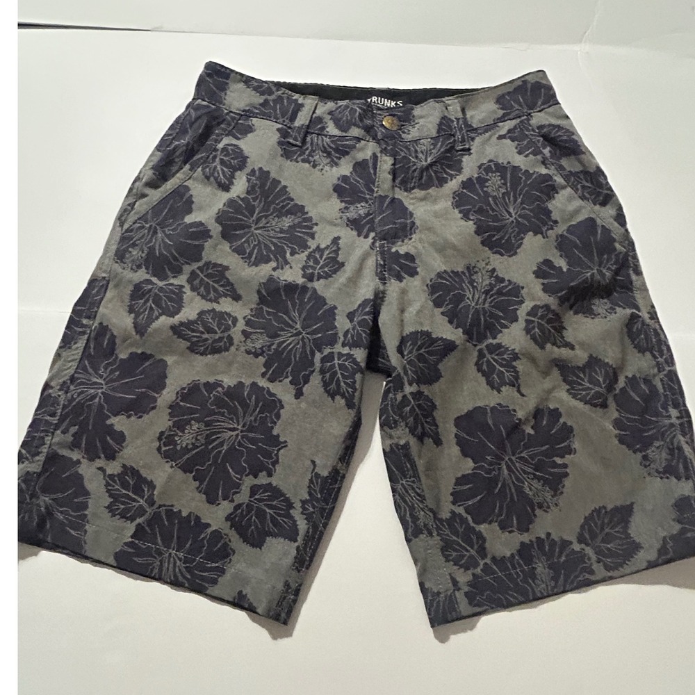 Trunks Boys Multi-Functional Shorts Grey Black Hibiscus Floral Size Large L/G